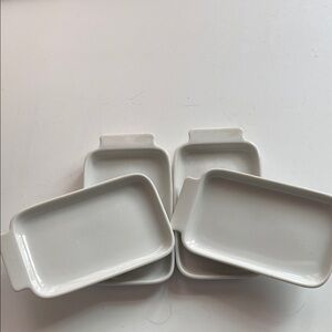 White Ceramic Rectangular Mini Dishes - Set of 6